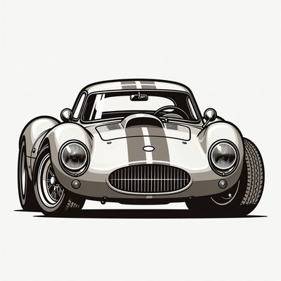 Classic Shelby Cobra Race Car Illustration