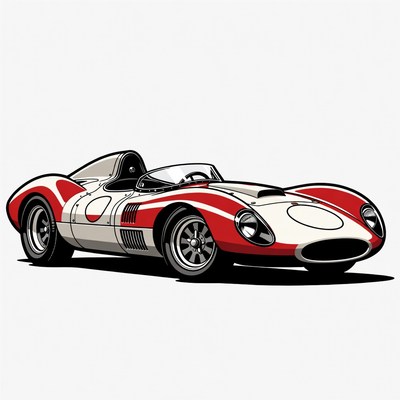 Red White Race Car Illustration