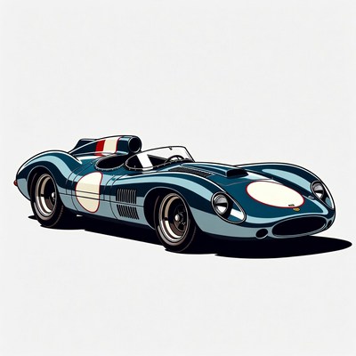 Vintage Jaguar Race Car Illustration