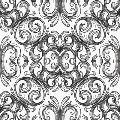 Black and White Ornate Floral Pattern
