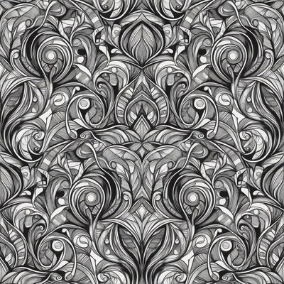 Black and White Ornate Floral Pattern