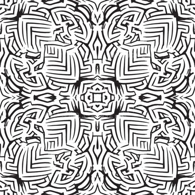 Black and White Geometric Maze Pattern