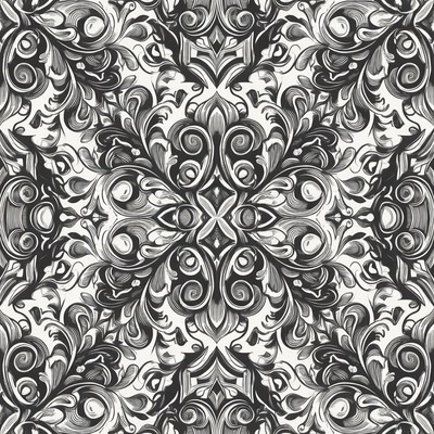Black and White Ornate Floral Pattern