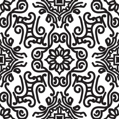 Black and White Floral Mandala Pattern
