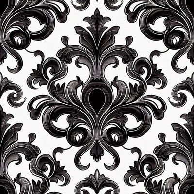Black Ornate Damask Pattern