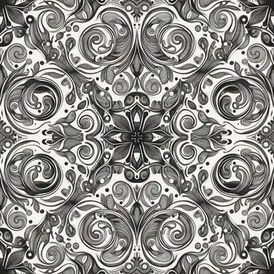 Black and White Ornate Floral Pattern