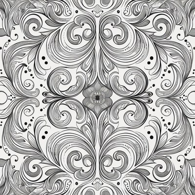 Ornate Black and White Floral Pattern