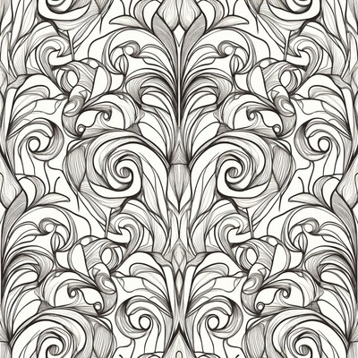 Black Art Nouveau Floral Pattern