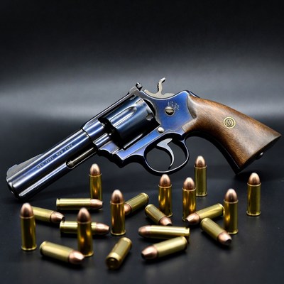Blue Revolver with Bullets