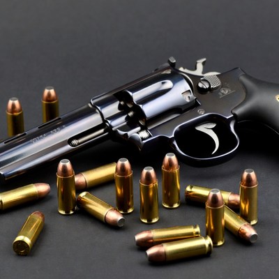Large revolver with bullets
