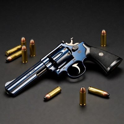 Blue Smith & Wesson Revolver with Bullets