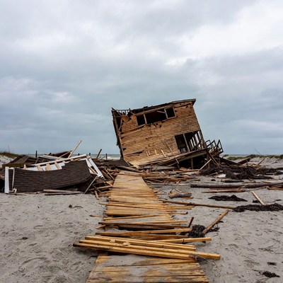 Destroyed Beach House After Hurricane