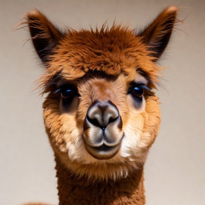 Closeup of Huacaya alpaca face