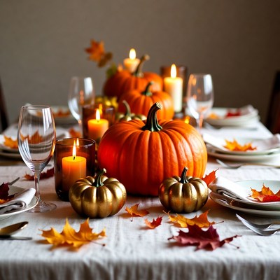 Autumn Pumpkin Thanksgiving Table Setting