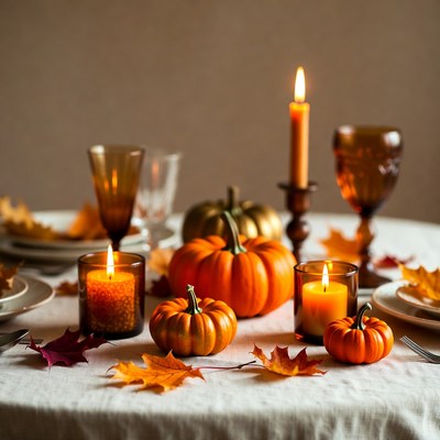 Autumn Pumpkin Candle Table Centerpiece