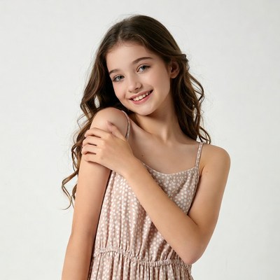 Smiling girl in floral dress