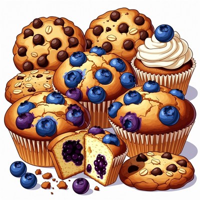 Blueberry Muffins with Chocolate Chip Varieties