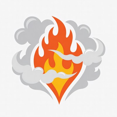 Fiery Flame with Smoke Clouds