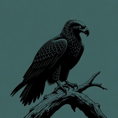 Eagle perched on branch