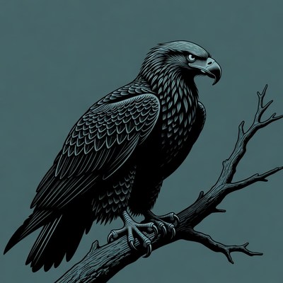 Eagle perched on branch