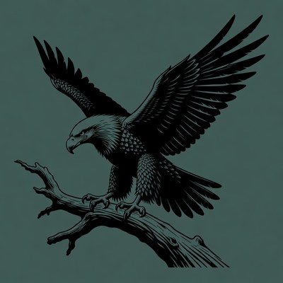 Bald eagle perched on branch