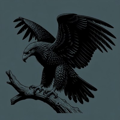 Eagle perched on branch