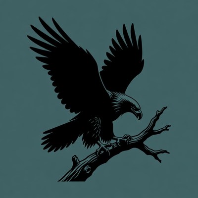 Eagle perched on branch