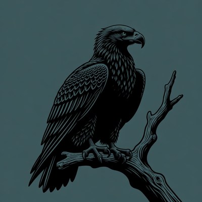 Eagle perched on branch