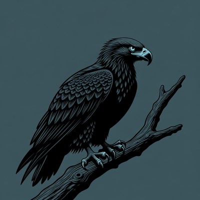 Eagle perched on branch