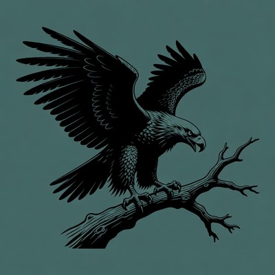 Bald eagle perched on branch