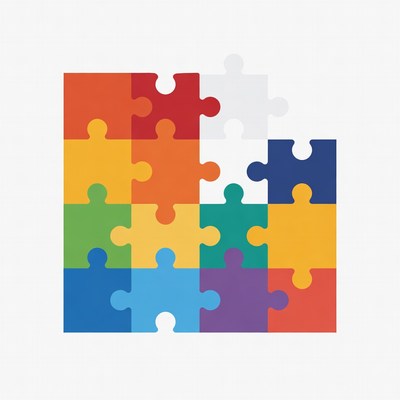 Colorful puzzle pieces illustration