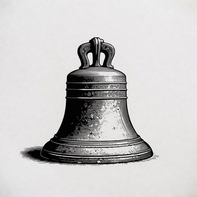 Vintage Engraving of Church Bell