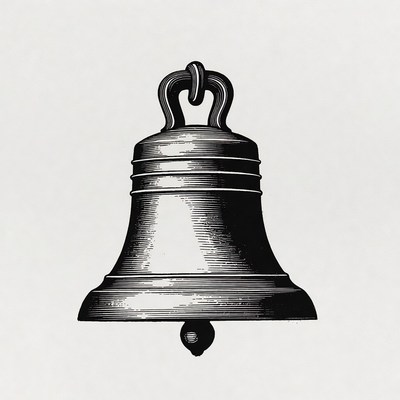 Vintage Engraved Church Bell Illustration