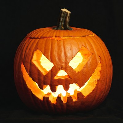 Lit Jack-o'-lantern pumpkin