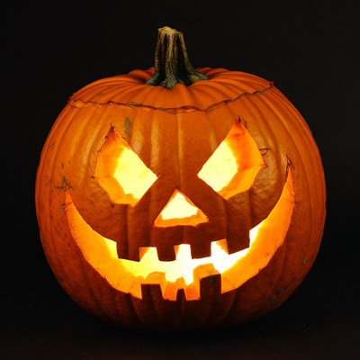 Lit Jack-o'-lantern Pumpkin