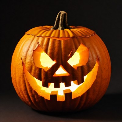 Lit Jack-o-Lantern Pumpkin