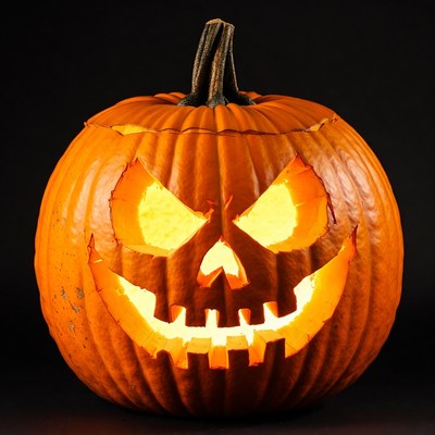 Jack-o'-lantern pumpkin on black background