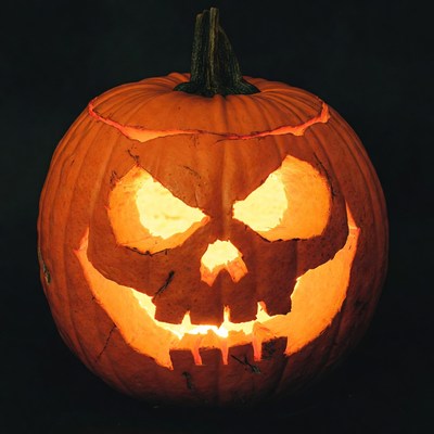 Lit Jack-o'-lantern pumpkin