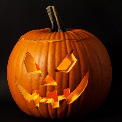 Lit Jack-o'-lantern pumpkin