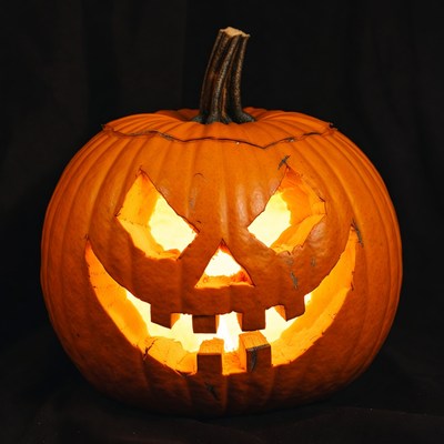 Lit Jack-o'-lantern pumpkin