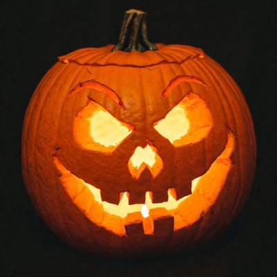 Lit Jack-o-Lantern Pumpkin