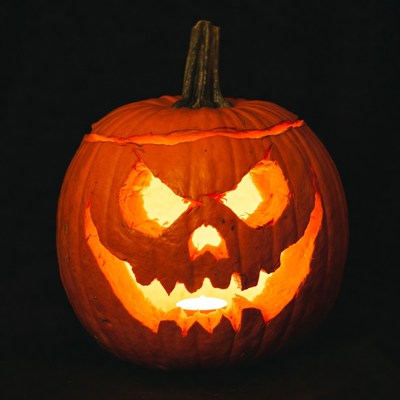 Lit Jack-o'-lantern pumpkin