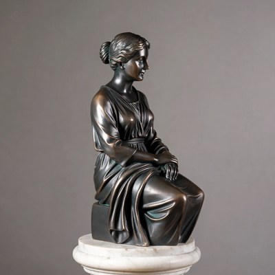 Bronze sculpture of seated woman