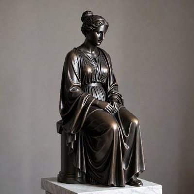 Bronze Statue of Seated Pregnant Woman