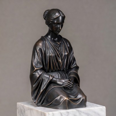 Bronze sculpture of seated woman
