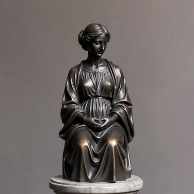 Bronze statue of seated woman