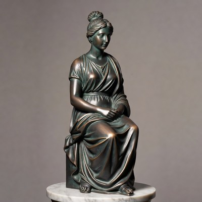 Bronze Statue of Seated Woman in Toga