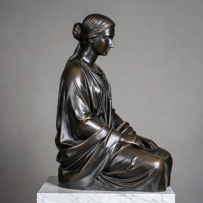 Bronze Seated Woman Statue