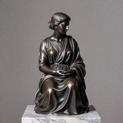 Bronze sculpture of seated classical woman