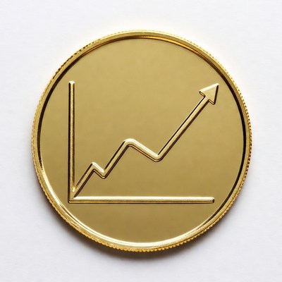 Gold Coin with Upward Trend Graph